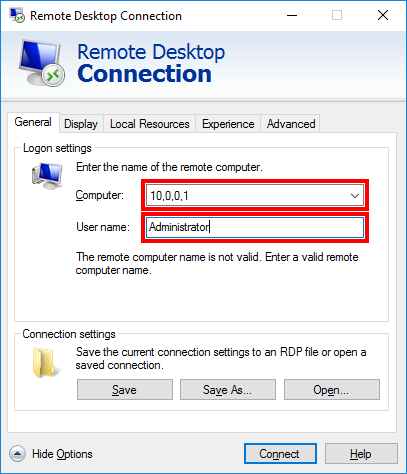 Connecting to the remoter server