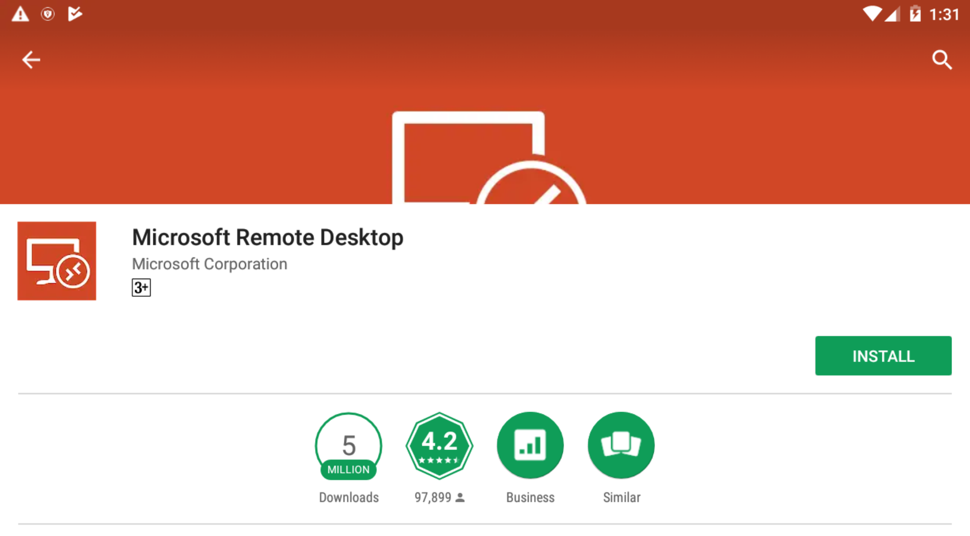 Скачивание из Google Play приложения Microsoft Remote Desktop